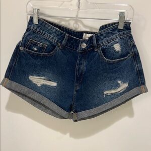 Amuse Society Blue Jean Shorts Distressed Cuffed